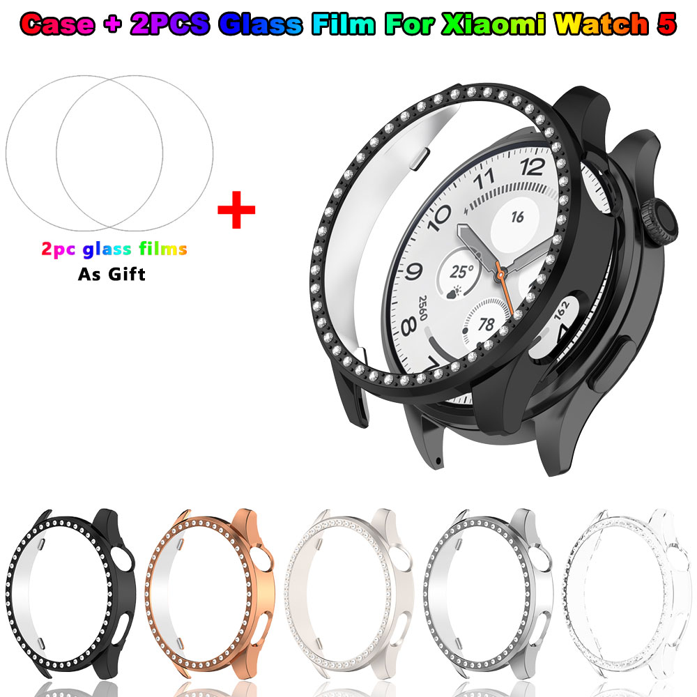 Android Smartwatch Accessories - Błyszcząca obudowa PC + szklana folia
